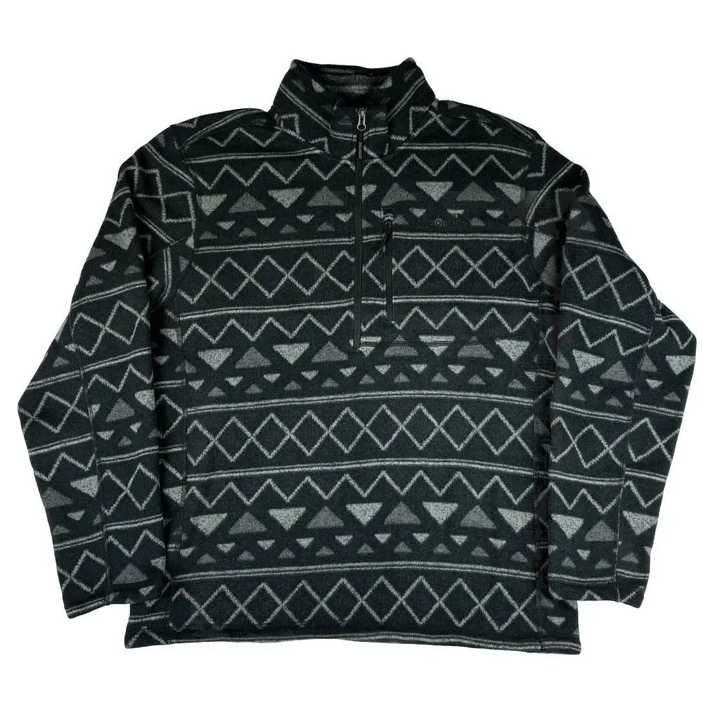 The North Face Jacket Men's Large Black Aztec Print Zip Fleece Geometric Sweater